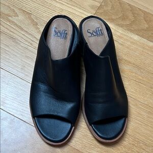 Sofft Black Mules with Stacked Heel